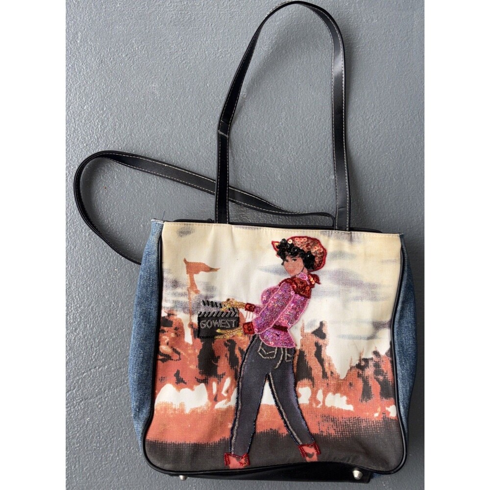 Western Style Beaded Cowgirl Double Handle Handbag